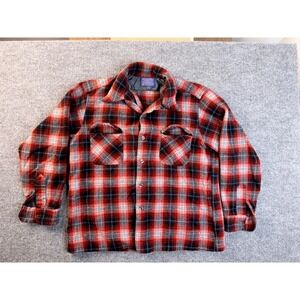Vintage Pendleton Board Shirt XL Red Plaid Wool Flannel Jacket Made in USA Y2K
